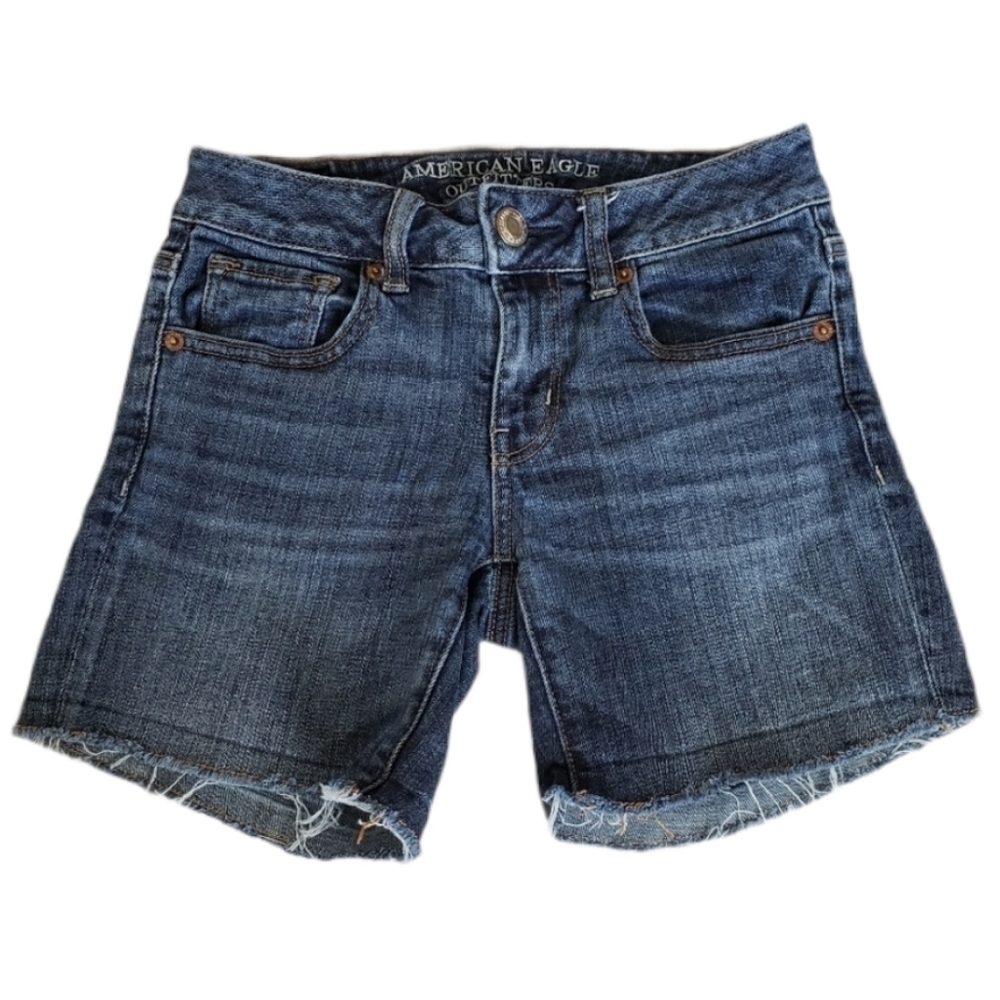 AEO Midi Raw Hem Super Stretch Shorts 0